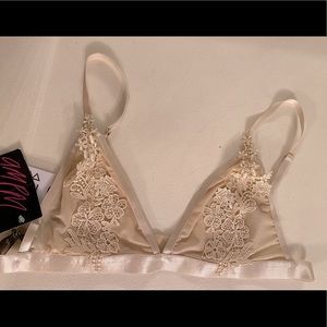 NWT Sheer bralette with flower detail
